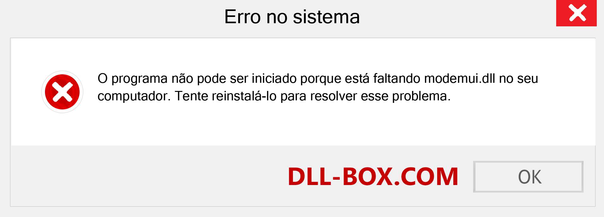 Arquivo modemui.dll ausente ?. Download para Windows 7, 8, 10 - Correção de erro ausente modemui dll no Windows, fotos, imagens